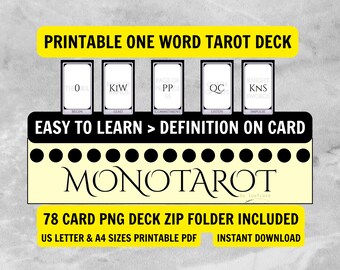 Ein-Wort-Tarot-Deck: Minimalistische Tarotkarte zum Ausdrucken (PDF-Download)