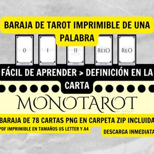 Baraja de Tarot de 78 Cartas con Una Palabra | Tarot Único, Tarot Digital, Minimalista, Imprimible, Fácil de Usar, PDF de Tarot | MonoTarot