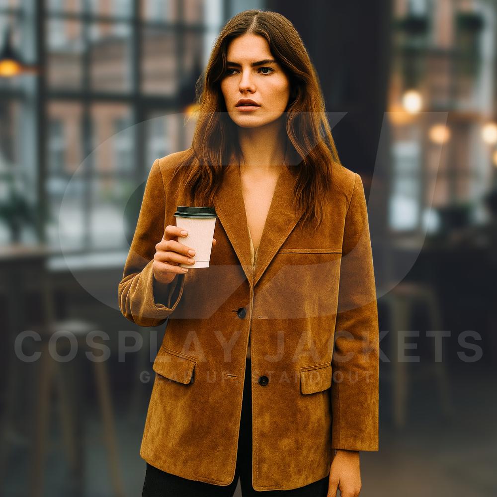 Manteau/veste En Daim Toast - Taille M Cognac - Occasion (jamais Porté) Très Bon état
