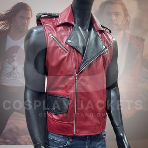Chris Hemsworth Thor Love and Thunder Vest | Red Leather Vest | Superhero Cosplay Costume