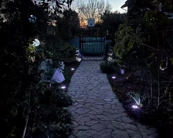 Solar Ground Lights Outdoor Set of 8 | Waterproof IP65 Solar Disk Lights for Garden Pathway Lawn Yard Landscape Lighting | Warm White LED