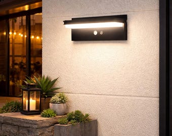 Solar Outdoor Wall Light with Motion Sensor, Waterproof LED Garden Lamp, Energy Saving Security Light, Solar Powered Exterior Lighting