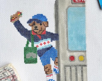 Tela Chicago Needlepoint: Urso, Trem L e Cachorro-Quente Inspirados na Vida Real