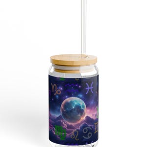 Zodiac sipperglas, 16 oz - astrologische drinkgerei, constellatiebeker, horoscoopcadeau, hemels bargerei, verjaardagscadeau