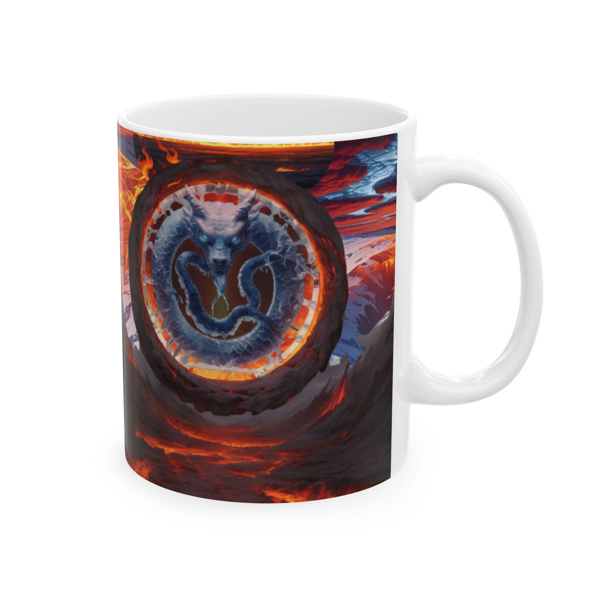 Fire Dragon Ceramic Mug, Mythical Creature Coffee Cup, Fantasy Tea Mug ...