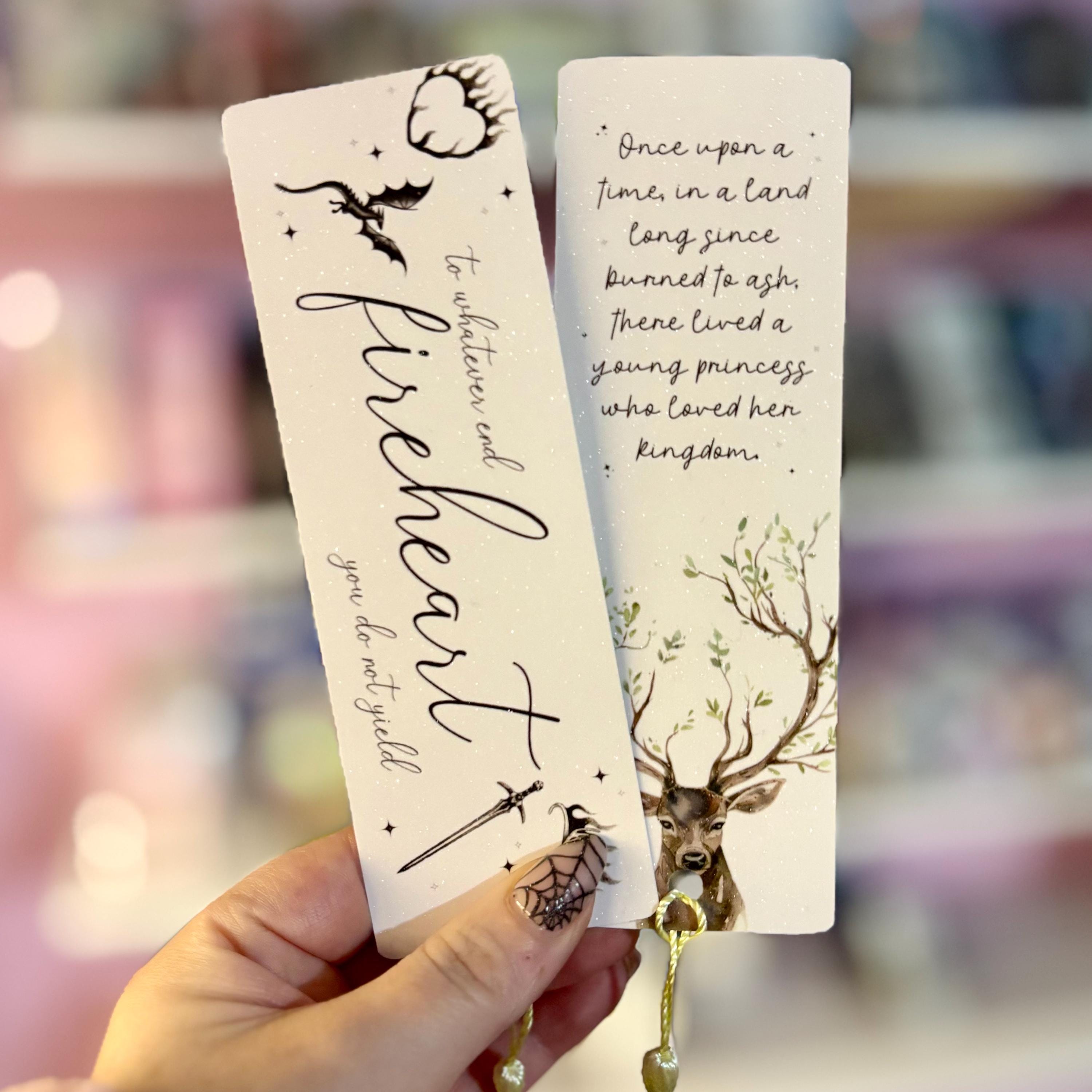 Fireheart TOG Bookmark – 2x6 Pre-Tasseled Bookish Bookmark, Sparkle Finish, Unlaminated Cardstock, Throne of Glass Inspired Gift
