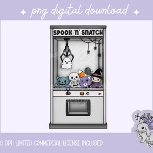 Cute Spooky Claw Machine Digital Download – Printable Halloween Art, Kawaii Ghosts & Pumpkins, Spooky Cute Decor, Instant Download