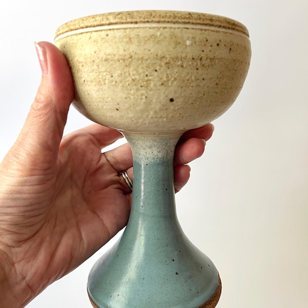Stoneware Pottery Margarita Cup | Handmade Chalice | Vintage Goblet