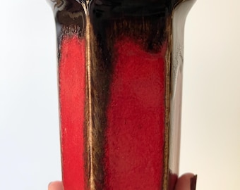 Vintage Scheurich Keramik Vase | West German Red Drip Glaze Fat Lava Glaze