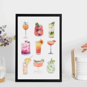 Póster de cócteles clásicos: guía de bebidas con estilo para tu bar en casa - Descarga digital A4