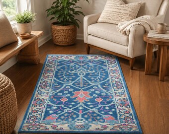 3x5 Turkish Oushak Wool Rug, Modern Multicolor Bohemian Small Area Rug
