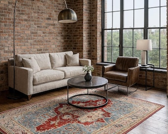 8x10 ft. Heriz Style Turkish Rug: Hand Knotted Wool Oriental Carpet