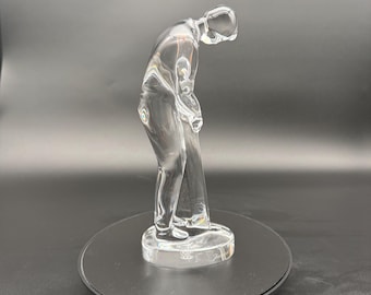 Figura de golfista de cristal de Baccarat, escultura masculina de golf de cristal francés firmada