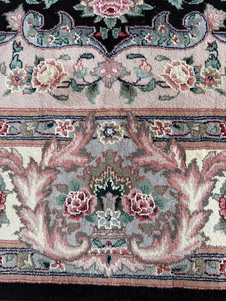 1970s Turkish Tabriz Rug | Hand-Knotted Silk Wool Square Floral Medallion Carpet 8x8 ft. image 12