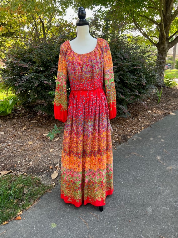 Vintage Lord Taylor Floral Long Sleeve Maxi Dress Etsy
