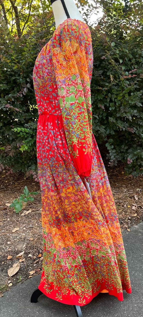 Vintage Lord Taylor Floral Long Sleeve Maxi Dress Etsy