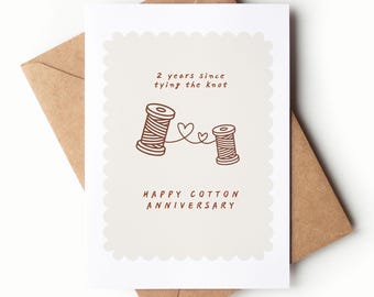 Cotton Anniversary Card | 2nd Anniversary Gift, Tying The Knot | Two Years Marriage Card