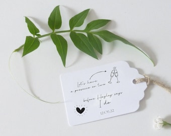 Tags For Hen Party, Personalised Hen Party Favour Tags, Alcohol Party Favour - Illustrated Favour Tags Size small  3x4.5cm
