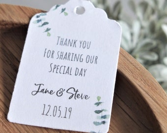 Leafy Eucalyptus Wedding Favour Tags - Size small  3x4.5cm