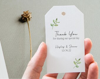 Greenery Wedding Favour Tags, Thank You For Sharing Our Special Day Favours, - Size Large 5 x 8.5cm