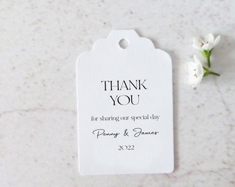 Thank You For Sharing Our Special Day Personalised Wedding Favour Tags - Modern Font Duo - Size small  3x4.5cm