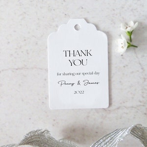 Thank You For Sharing Our Special Day Personalised Wedding Favour Tags - Modern Font Duo - Size small  3x4.5cm