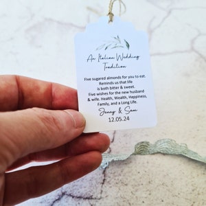 Almond Wedding Favour Tags, Labels For Wedding, Olive Branch Design Size medium 4.5x7cm