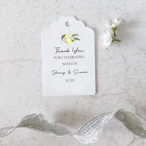 Personalised Wedding Favour Tags - Lemon Design - Size small  3x4.5cm