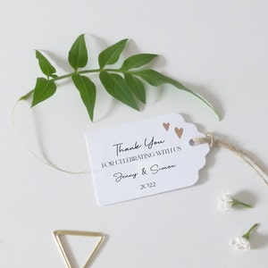 Thank You For Celebrating With Us Personalised Wedding Favour Tags - Heart Design - Size small  3x4.5cm