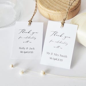 Wedding Favour Tags, Personalised Thank You Tags For Wedding Gifts, Thank You For Celebrating With Us Tags Size 3.5x5cm