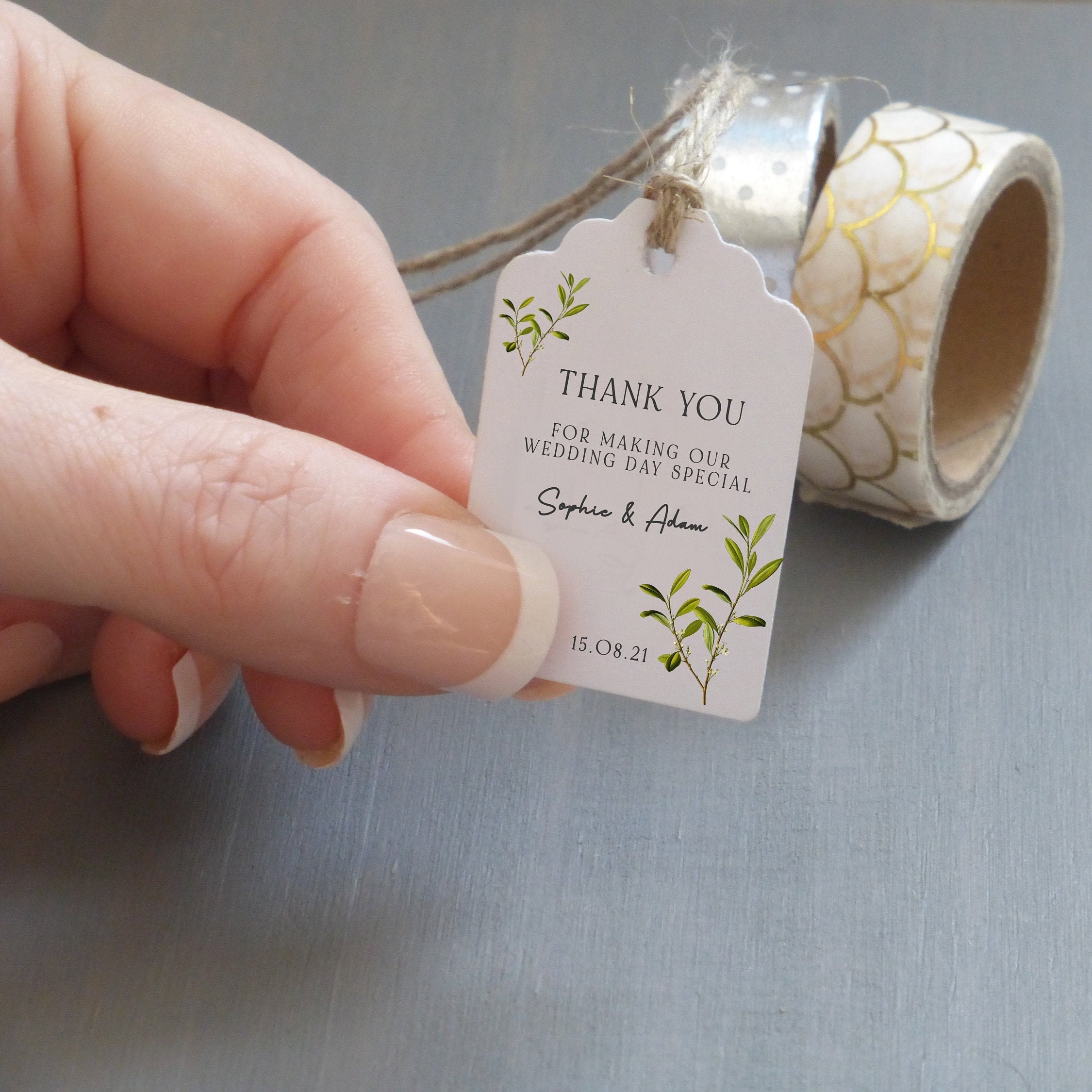 Etiquetas para recuerdos de boda con hojas verdes - Tamaño pequeño 3 x 4,5  cm - Etsy México, image size:2250x2250