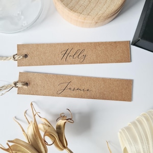 Etiquettes personnalisées, étiquettes personnalisées pour mariage, anniversaire ou baby shower, carte kraft, taille longue 1,7 x 8,5 cm
