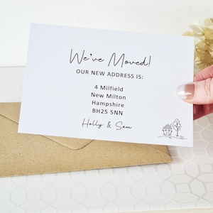 New Address Cards And Envelopes, Change Of Address Notecards With House Illustration, We've Moved Cards, New Home  White or Kraft Card
