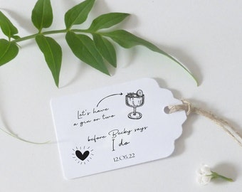 Gin Tags For Hen Party, Personalised Hen Party Favour Tags - Illustrated Gin Hen Party Favours - Size small  3x4.5cm