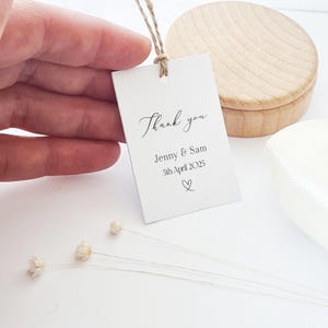 Wedding Favour Tags, Personalised Mini Thank You Tags For Wedding Gifts, Size 3.5x5cm