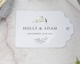 Olive Leaves Personalised Wedding Favour Tags - Size small  3x4.5cm