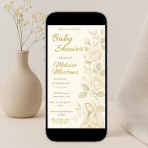 Baby Shower Invitation | Digital Invitation | Religious Baby shower | Mother Mary | Mobile Baby Shower Invitation | Editable Digital Invite