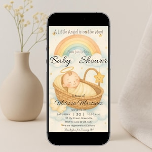 Heaven Sent Baby Shower Invitation | Digital Download | Editable Template | Religious Baby Shower | Baby From Heaven | Mobile Invitation