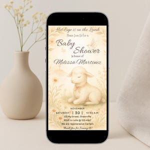 Little Lamb Baby Shower Invitation | Digital Baby Shower Invitation | Instant Download | Religious Baby Shower | Editable Template |