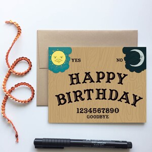 Ouija Board Inspired Birthday Card // Spirit Mystic Psychic Birthday Card // Goth Witch Halloween Birthday // Halloween Birthday Gift
