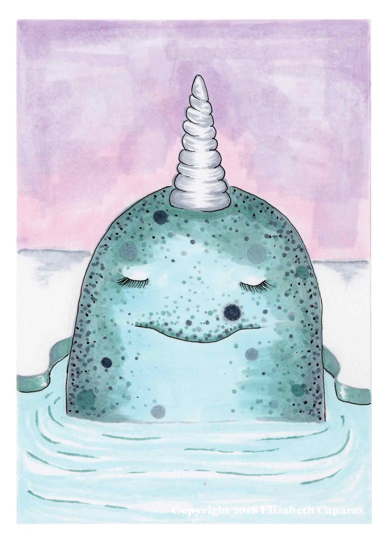Cute Unicorn Narwhal Art Print Narwhal Art Sleeping Narwhal Etsy