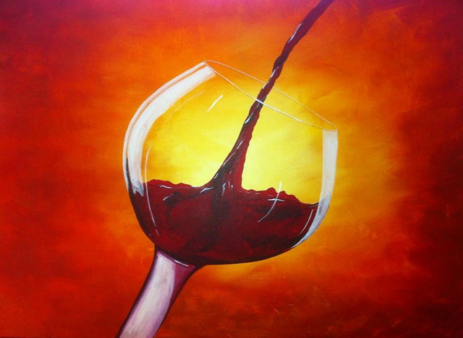 Pouring Wine Painting 30 x 40 x 1.5 Acrylic on Gallery Etsy