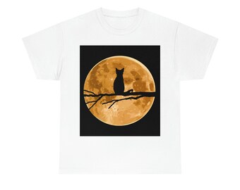 Moon Cat Unisex Heavy Cotton Tee by Michael Prosper.