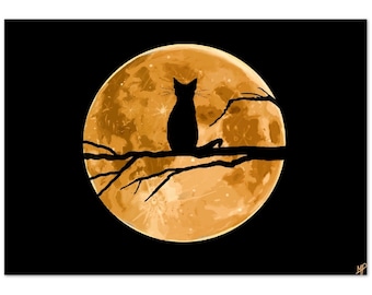 Moon Cat by Michael Prosper. Premium Matte Paper Poster