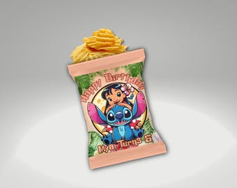 Lilo & Stitch Birthday Chip Bags – Personalized Party Favors (Set of 12)