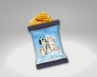 Personalized Bluey Chip Bags: Custom Birthday Party Favors (Set of 12)