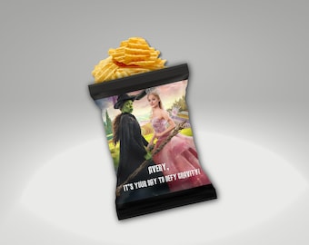 Wicked Birthday Chip Bags – Custom Party Favors with Magical Green & Black Theme (Qty: 12)