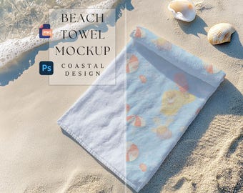 Strandtuch Mockup | Küstendesign | Handtuch Mockup Design | Personalisierbar Strand Badetuch | Strandtuch Dekor | 300 dpi als PNG & PSD Datei