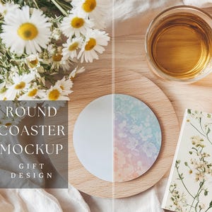 Round Coaster Mockup |Gift - Present Design |Coffee Coaster Mockup |Customizable Round Coaster Design |Sublimation Coaster |300 DPI HQ PNG