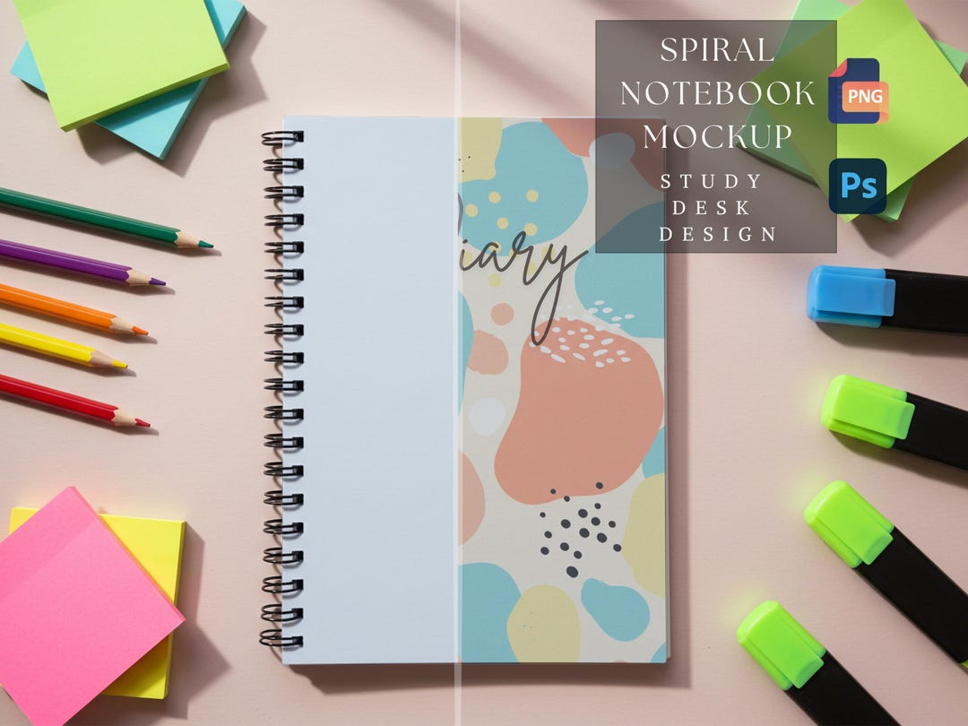 Spiral Notebook Mockup |study Desk Design |journal Book Mockup |planner ...